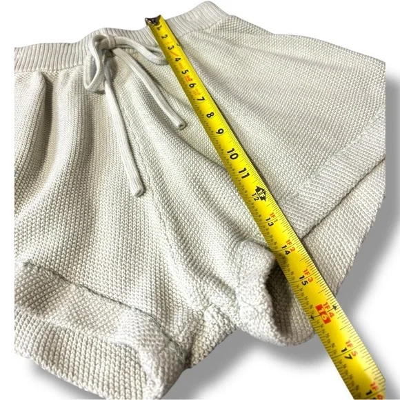 Lily High Waist Mint Green/Cream Elastic Waist With Drawstring Knit Micro Shorts - Picture 7 of 11